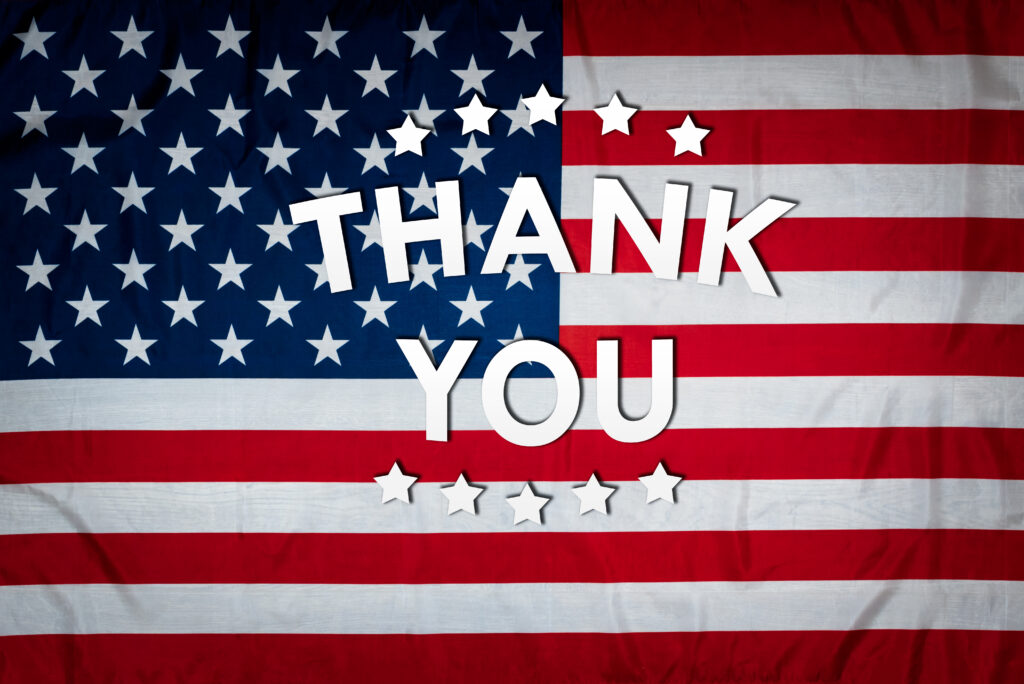 thanks to American veterans and soldiers