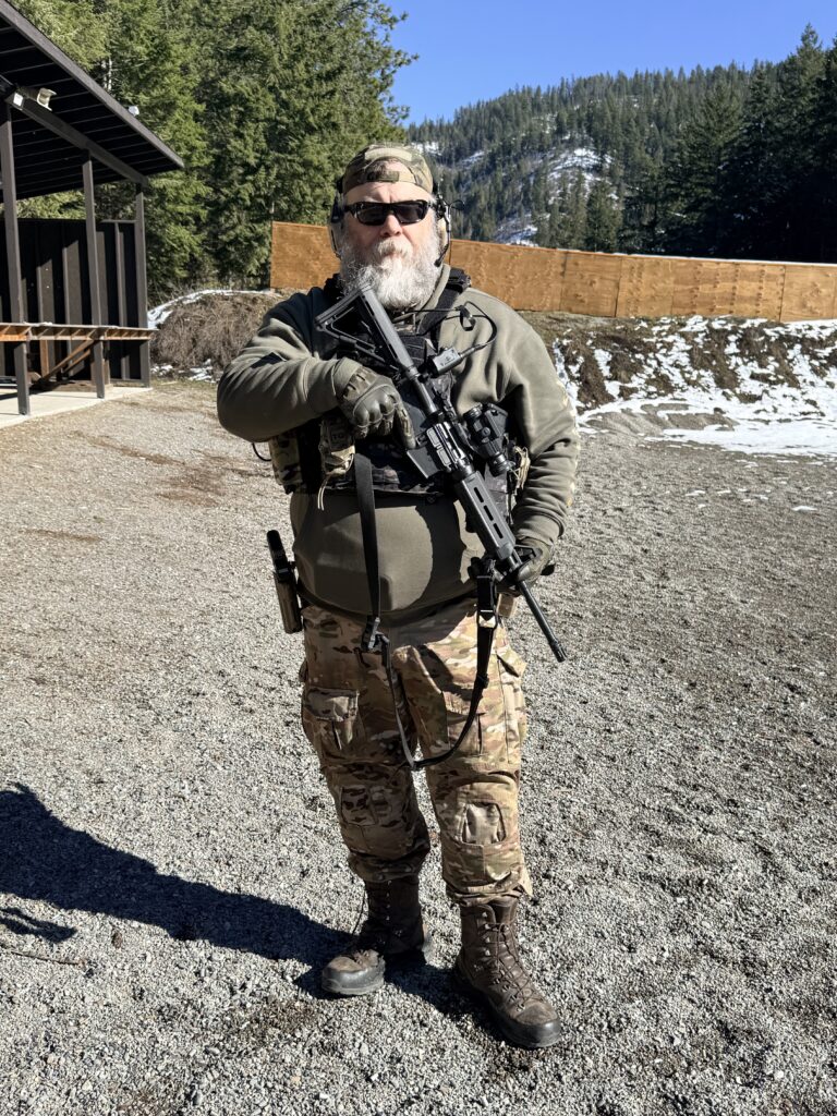 55th Light Foot member during field operations and preparedness training in Kootenai County, Northern Idaho.